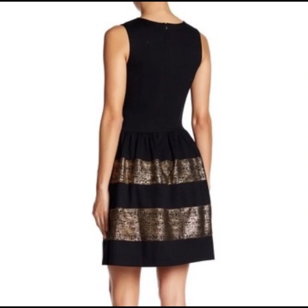 ✨ Bar III Black & Gold Fit-and-Flare Party Dress (Size M) - Picture 2 of 10